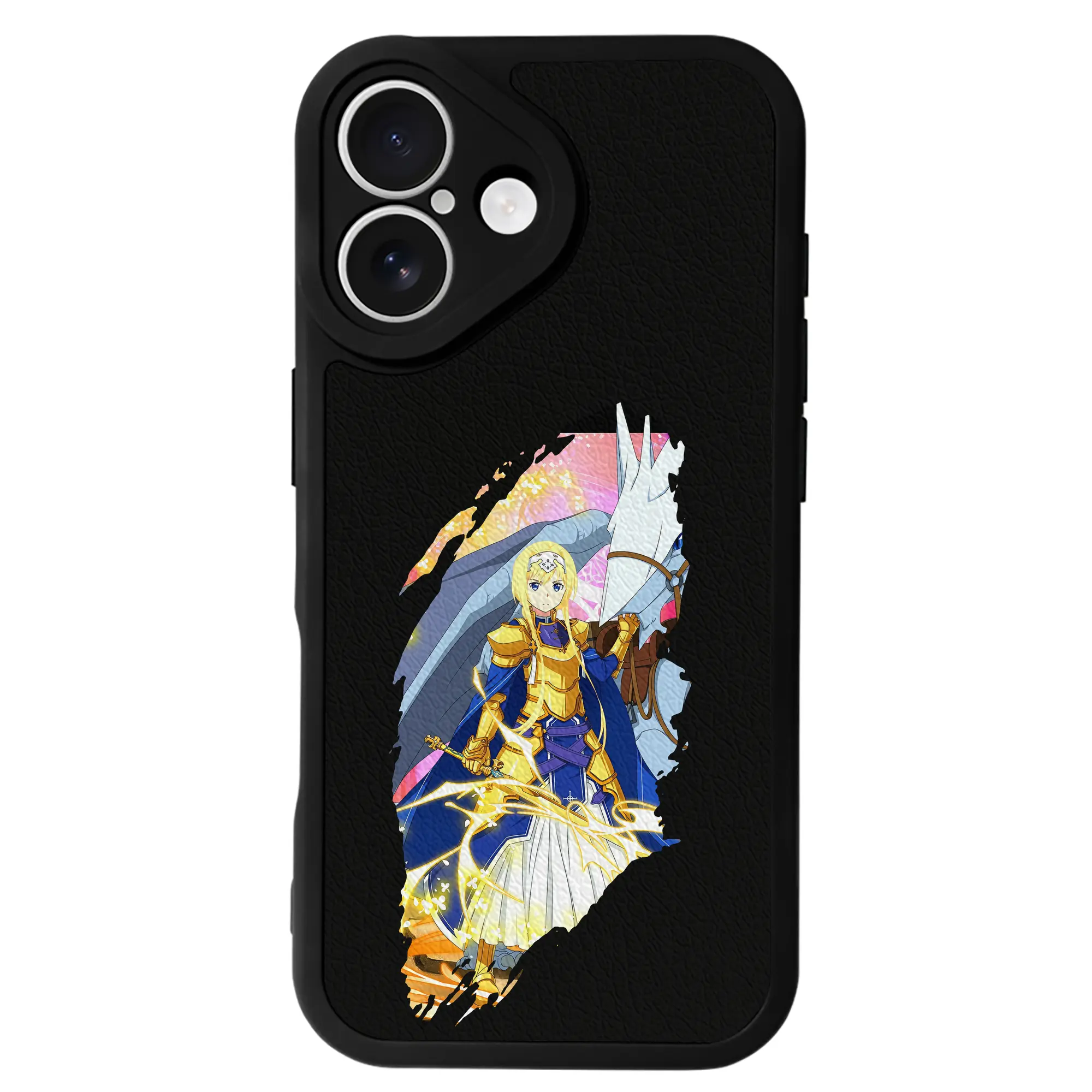 ソードアートオンライン グッズ アリス・ツーベルク - IPhone 16シリーズ対応 ・ シリコンスマホケース ・ レザー調 ・ 高精度フィット ・ 耐衝撃 ・ ワイヤレス充電対応 ・ 精密カット